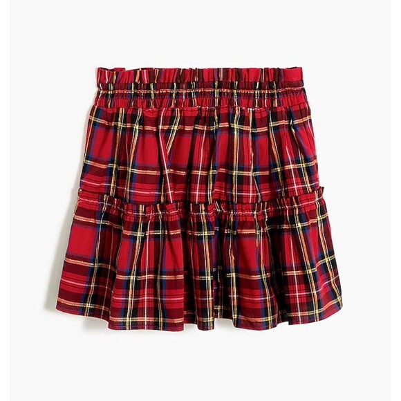 Crewcuts Tartan Skirt J.Crew Red Holiday Plaid Girls Sz XL cotton blend pull On - Picture 1 of 7